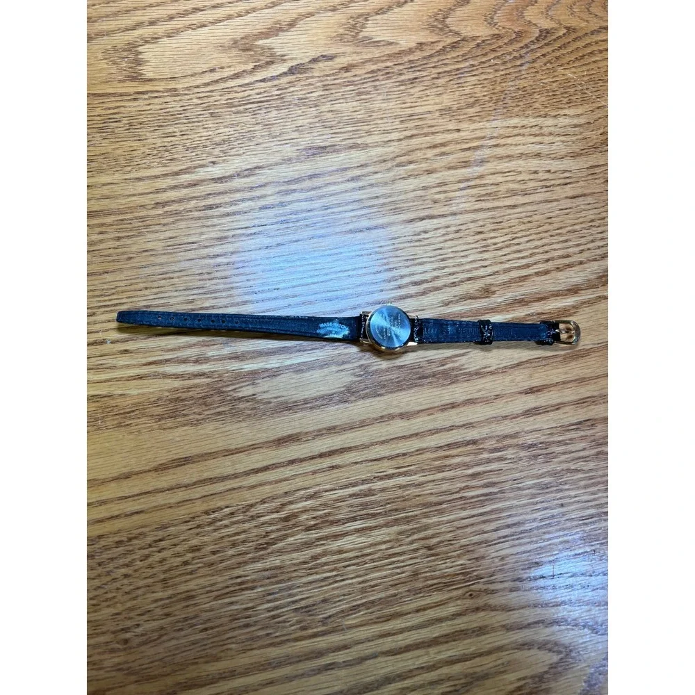 Vintage Stanislaus Warriors Image Watch Gold Tone Black Leather Strap USA Made